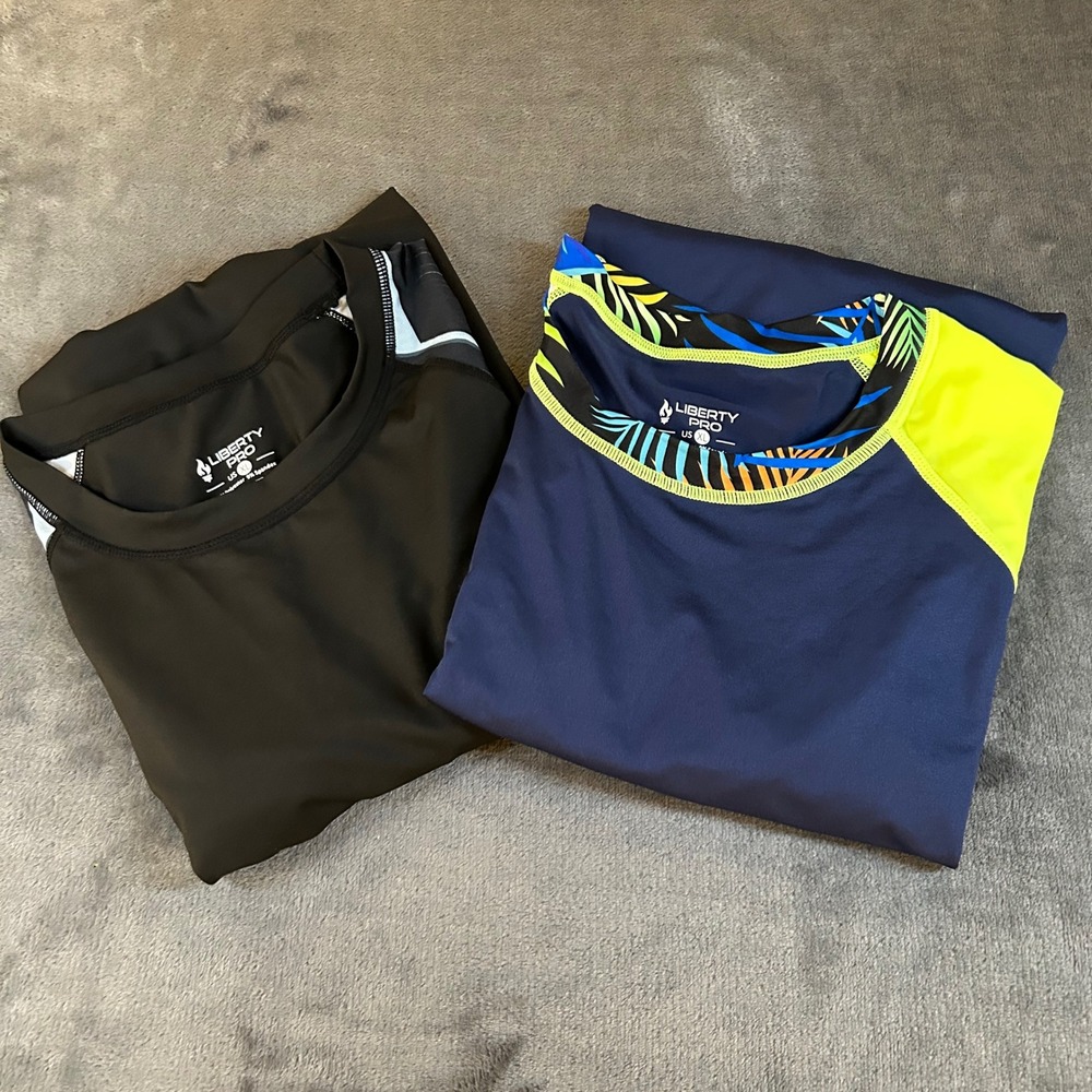 Liberty Pro Athletic Shirt Set of 2 Short Sleeve Blue Black Acitvewear Mens XL